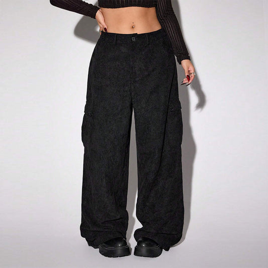 Plus Size Women Clothing Workwear Casual Pants Autumn Winter Street Trend Wide Leg Trousers